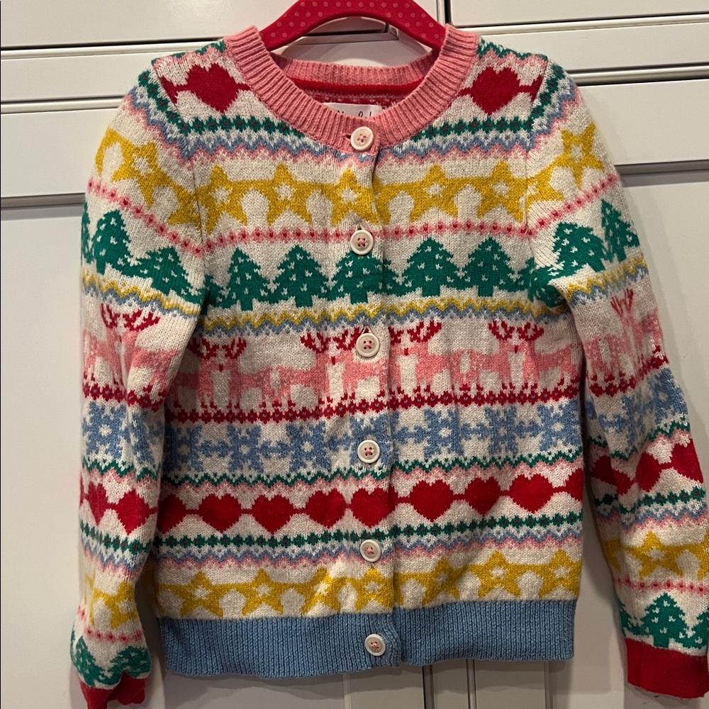 Mini Boden Multicolor Christmas Knit Cardigan